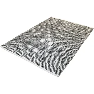Teppich KAYOOM "Aperitif 310" Teppiche Gr. B/L: 160 cm x 230 cm, 7 mm, 1 St., grau Baumwollteppiche weiche Haptik,fusselarm, für Allergiker & Fußbodenheizung geeignet