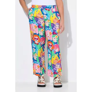 Angel Of Style by Happy Size Schlupfhose weites Bein Gesichterdruck Blau 54