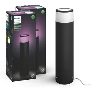 Philips Hue – Calla Large Outdoor Sockelleuchte, 2er-Pack, Schwarz, 1x8W