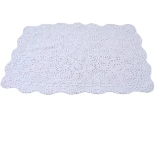 Jotekonoby Vintage Baumwolle Häkelspitze Tischdecke Rechteck Kleine Tischdecke Dekorative Aushöhlen Handgemachte Esszimmer Dekor für Französisch Landschaft Stil 40 x 60 cm Weiß Beige (Weiß)