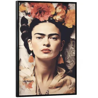 artboxONE Poster mit schwarzem Rahmen 60x40 cm Natur Beauty Frida face - Bild Frida Kahlo Bild