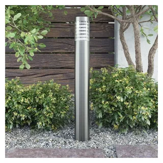 furnicato Gartenleuchte Außen-Mastleuchte Edelstahl 15x100 cm, IP44, E27 Fassung, Korrosionsbeständige Pollerleuchte, wasserdicht für den Garten silberfarben
