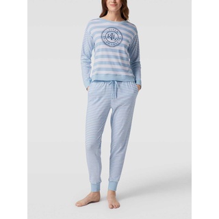 Pyjama mit Label-Print, Blau, XL