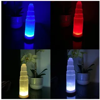 Landster LED Nachttischlampe Selenite Farbwechsel Lampe Turm lampe tischleuchte Kristall Tischlampe 30 cm