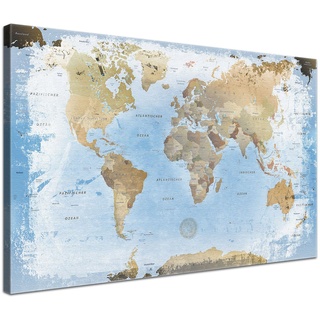 Weltkarte Ice, 120 x 80 cm, einteilig, Premium ohne Kork, deutsch