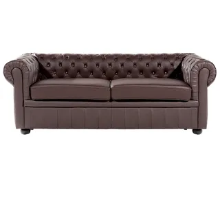 Beliani Couch Leder 3-Sitzer Braun