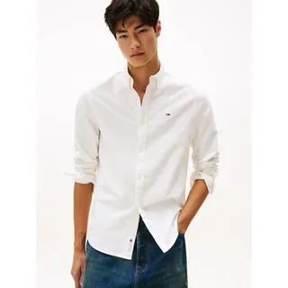 Tommy Hilfiger Langarmhemd TOMMY JEANS "TJM REGULAR OXFORD", Herren, Gr. L (52), N-Gr, beige (ecru), Web, Obermaterial: 100% Baumwolle, regular fit normal, Rundhals, eingesetzt 1-Knopf-Manschette mit Schlitz, Hemden, mit Rundhalsausschnitt, Button-down-Kragen