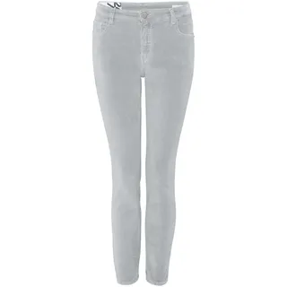 OPUS Damen Slim | Samthose Evita Glazed Slim Mid Rise aus BCI Cotton Mix Hazy Fog Melange, 40 L28 - 40W / 28L