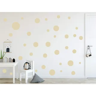 Timalo® XL Aufkleber Punkte Wandtattoo Kinderzimmer bunte große Kreise Pastell Uni Matt Wandsticker | 73081-elfenbein-40