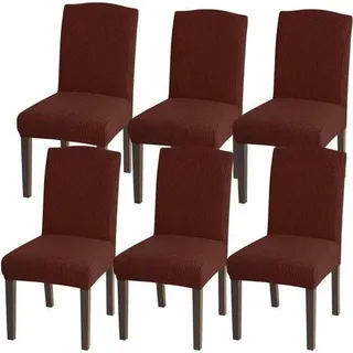 Stuhlhussen Stuhlbezüge Jacquard Esszimmerstühle Küche Set von 6 Braun