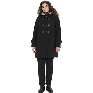 Ulla Popken Dufflecoat A-Linie Wollmischung Kapuze Schwarz 46/48