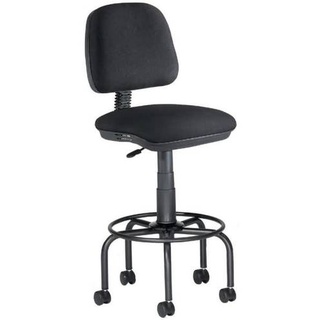 Drehstuhl hoch mit Fußstütze / Rollen Sitzfläche Textil schwarz