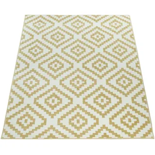 KADIMA DESIGN Teppich Kurzflor Rautenmuster aus Polypropylen, Gelb, 200 x 280 cm