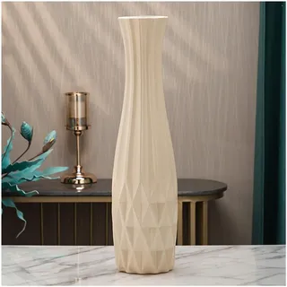 Hohe Glänzende Große Keramikvase, Hohe Bodenvase, Minimalistische Moderne Wohndekoration, Geeignet Für Frische Blumen, Trockenblumen, Wohnzimmerdekoration (Color : Beige, S : 24.4in)