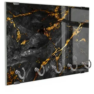 DEQORI Schlüsselbrett 'Veredelter Naturstein', (1 St), Schlüsselhalter Schlüssel Haken Schlüsselboard modern Schlüsselleiste schwarz