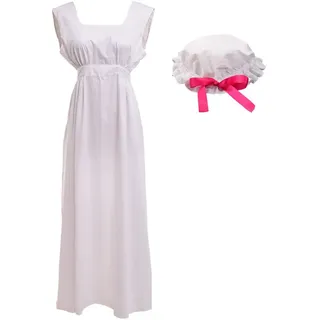 GRACEART Viktorianische Schürze mit Mob Mütze, 100% Baumwolle, Weiß, Einheitsgröße, Latzschürze, Frauen, Kostümträger, Küchenschürze