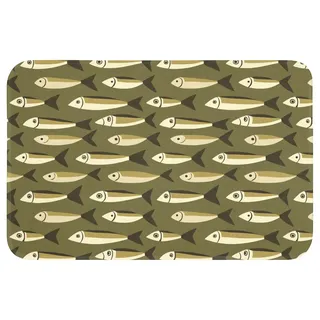 OnlyWow Badematte Fisch - Muster - Grün, Höhe 10 mm, Polyester, Rechteckig, Badezimmerteppich, Badteppich, Rutschfest, Badvorleger, Waschbar grün Rechteckig | 60 cm x 40 cm x 10 mm