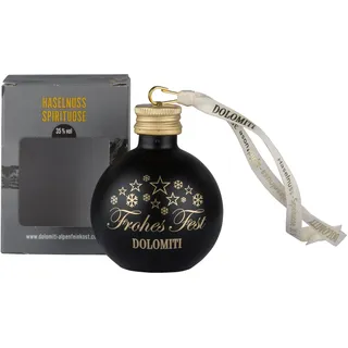 4er Set Glas-Christbaumkugeln mit Haselnuss Schnaps – 4 x 0,04 l – Schwarze Weihnachtskugeln befüllt – Geschenkidee für Genießer & Deko-Liebhaber Alkohol