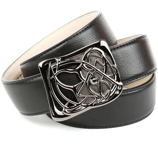 Ledergürtel ANTHONI CROWN, Damen, Gr. 110, schwarz, Leder, unifarben, Gürtel Ledergürtel, mit Designer Schließe