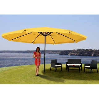 Sonnenschirm Carpi Pro, Gastronomie Marktschirm mit Volant Ø 5m Polyester/Alu 28kg ~ gelb ohne Ständer