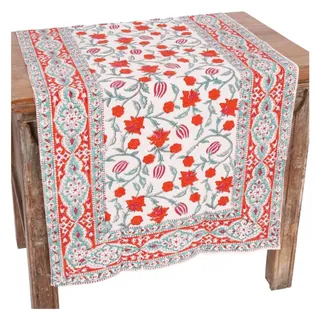 Guru-Shop Tischläufer Tischdecke, Tischläufer Blockdruck, Boho.. orange 120 cm x 50 mm
