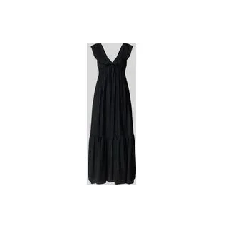 Midikleid mit Volants und V-Ausschnitt Modell 'RAMONA', Black, L