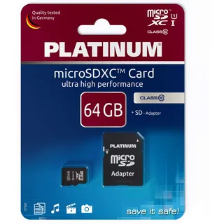 Platinum microSDXC 64GB Class 10 + SD-Adapter