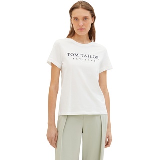 Tom Tailor Damen T-Shirt LOGOPRINT Regular Fit Weiß 10315 XXL