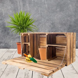 Große geflammte Wand Hängebar mit integrierter Arbeitsplatte 81x41x31cm- neue Holzkiste als Wandregal Küchenregal Badregal Gewürzregal Regal Kistenregal Obstkistenregal - rustikale Obstkiste