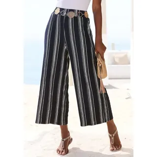 LASCANA 7/8-Hose mit locker-luftigem Bein aus strukturierter Ware, sommerliche Schlupfhose, Strandhose blau 40