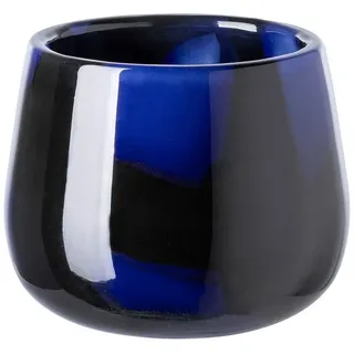 Fink Dekovase MARLY Glasvase - blau-schwarz - Glas - H. 11cm x B. 13,5cm - Windlicht (1x Glasvase, 1 St., Blumenbehälter - Blumengefäß), Glas Blumenvase Laterne Tischvase Kerzenhalter - Vielseitig & Elegant blau