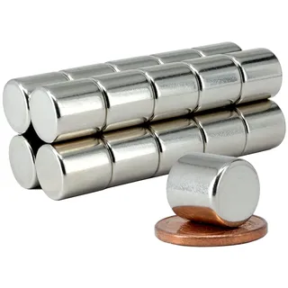 Neodym Magnet Mini 10x10mm Für Magnettafel Pinnwand Kühlschrank Starker Scheiben Magnete - Whiteboard Flach Rund 10mm x 10mm - N45 Stark (20)