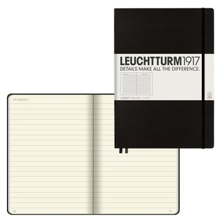 Leuchtturm1917 Notizbuch 327150 Master, A4, liniert, 116 Blatt, schwarz, Hardcover
