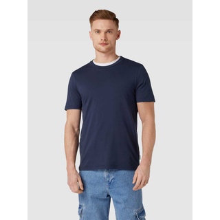 T-Shirt im unifarbenen Design Modell 'JAAMES', Marine, XXL