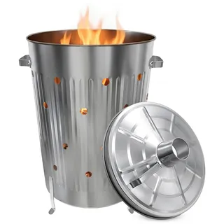 Metall Feuertonne 75 Liter mit Deckel - 74 cm - Garten Verbrennungstonne