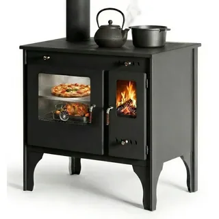 Prometey Holzherd R ECO INOX mit Edelstahlbackofen, linke Version