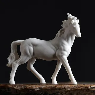 WXMYOZR Weißes Porzellan Pferd Statuen, 10CM Keramik weißes Pferd Figuren Desktop Ornaments Home Decor Kleine Tier Garten Dekor,A