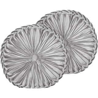 Beliani, Dekokissen, Dekokissen Samt mit Plissee Grau ⌀ 40 cm 2er Set UDALA (40 x 40 cm)