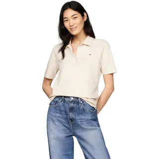 Tommy Hilfiger Damen Poloshirt Kurzarm Regular Fit, Beige (Classic Beige), XS - XS