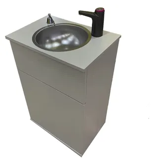 Mobiles Handwaschbecken Biggrey Waschbecken mit Seifenspender Batterie betriebener Wasserhahn Grau