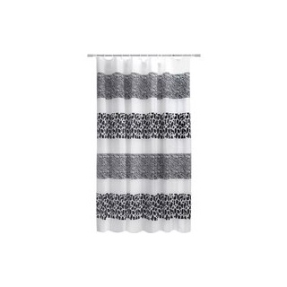 Duschvorhang weiß schwarz Kunststoff B/L: ca. 180x200 cm - weiß, schwarz