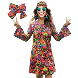 70er Jahre Outfit Damen Casual Rundhals Tunika Damen Langarm 3/4 Arm Shirt Blumen Hippie Kleidung Boho Kleidung Festliches Oberteil Sommer Outfits