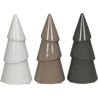 3tlg. Tanne NORDIC weiß braun grau H12cm Tannenbaum scandi Weihnachten modern
