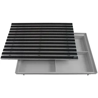 Emco Eingangsmatte DIPLOMAT + ACO Bodenwanne 75mm Kunststoff   60x40cm   Bürsten Schwarz