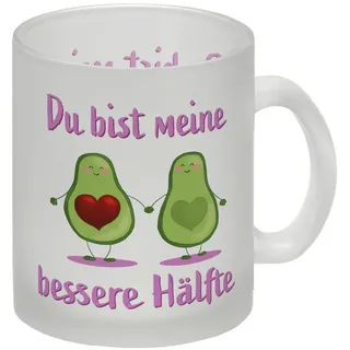 speecheese Tasse Avocado Pärchen Glas Tasse mit Spruch Du bist meine bessere Hälfte