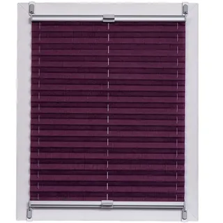 Sunlines Plissee Made in Germany, Tageslicht, Echtcrush, Violett, Klemmfix, Silbergraue Schiene, 55 x 150, Stoff, Pflaume, 55 x 2.3 x 150 cm