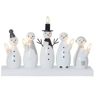 MARELIDA Fensterleuchter Schneemänner 5flammig E10 Glühlampen Weihnachtsdeko L: 33cm weiß, Glühlampe weiß