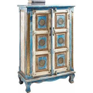 OTTO home Highboard, Stauraumschrank, Höhe 120 cm, mit aufwendiger Schnitzerei blau