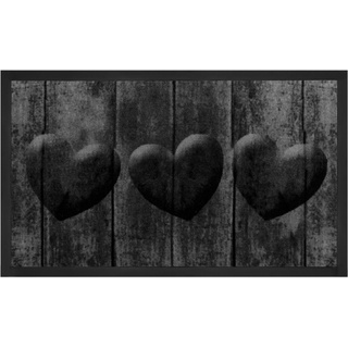 Fußmatte 3 Hearts, HANSE Home, rechteckig, Höhe: 5 mm, Herzen Motiv, waschbar, Schmutzfangmatte, Outdoor, Innen, Rutschfest grau