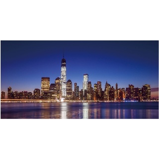 LED-Bild, Leinwandbild Wandbild Leuchtbild, Timer FSC-zertifiziert ~ 100x50cm One World Trade Center, flackernd